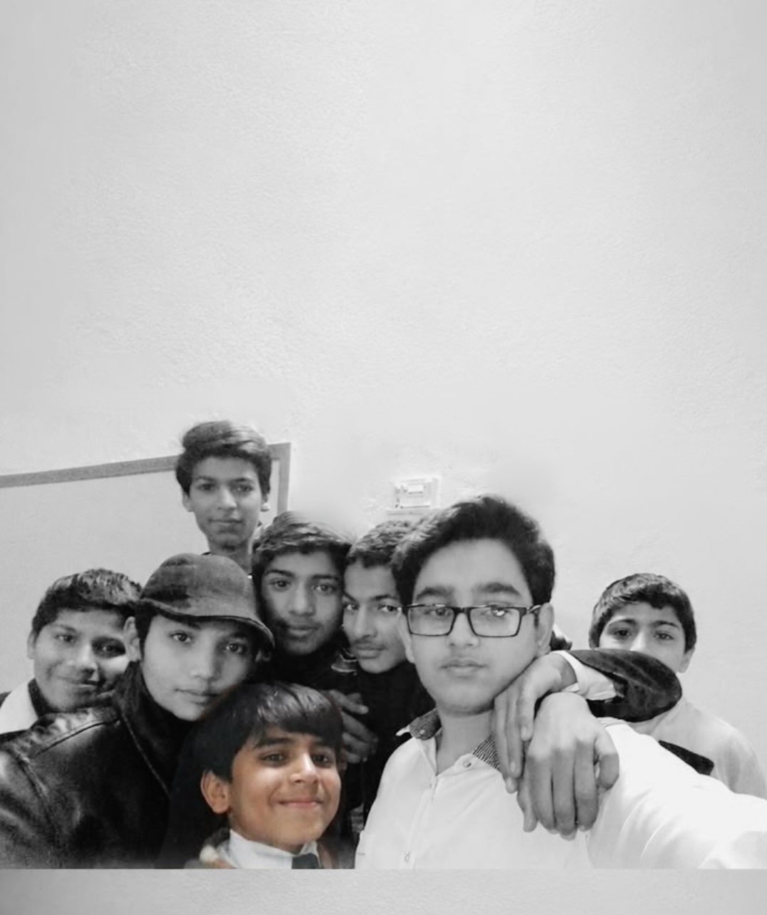 Uzair in 7th grade with school friends